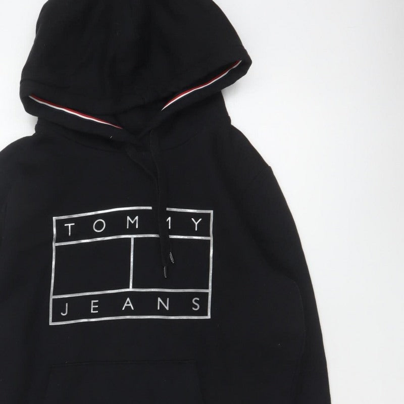 Tommy Jeans Men's Black M Pullover Logo Graphic Hoodie Pockets