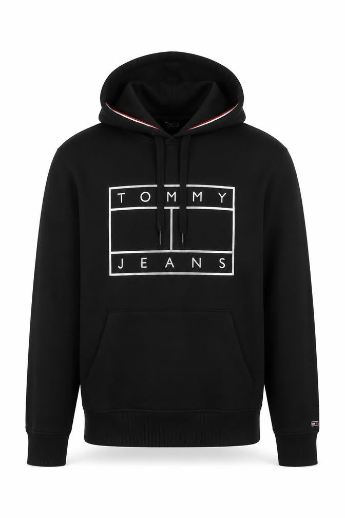 Tommy Jeans Men's Black M Pullover Logo Graphic Hoodie Pockets
