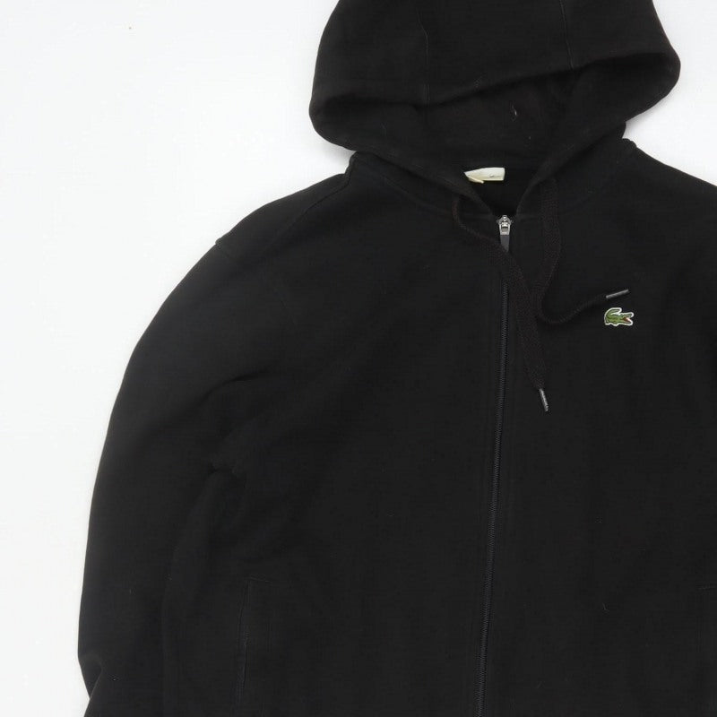 Lacoste Sport Men's Black L Full Zip Hoodie Logo Cotton Blend