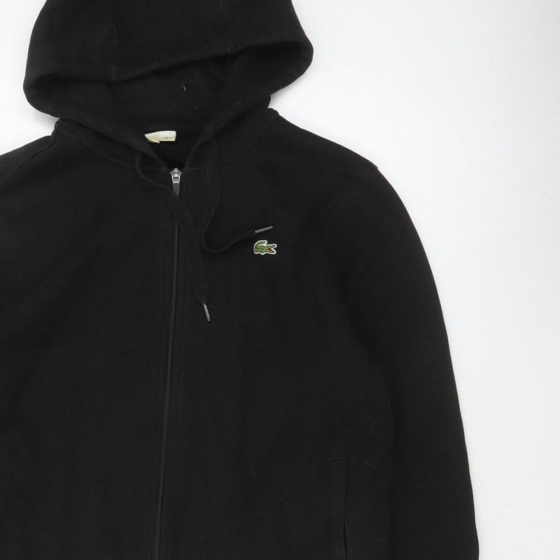 Lacoste Sport Men's Black L Full Zip Hoodie Logo Cotton Blend