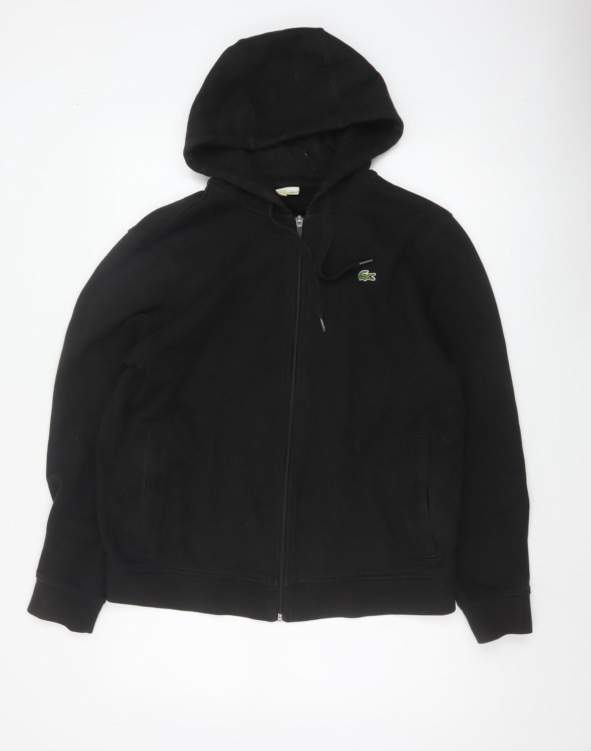 Lacoste Sport Men's Black L Full Zip Hoodie Logo Cotton Blend