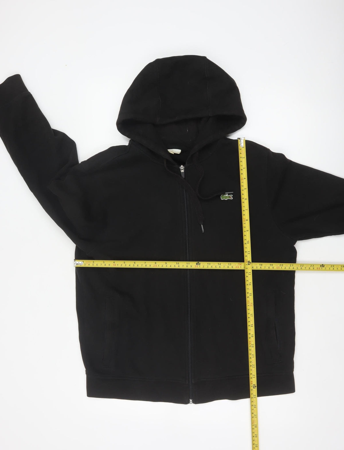 Lacoste Sport Men's Black L Full Zip Hoodie Logo Cotton Blend