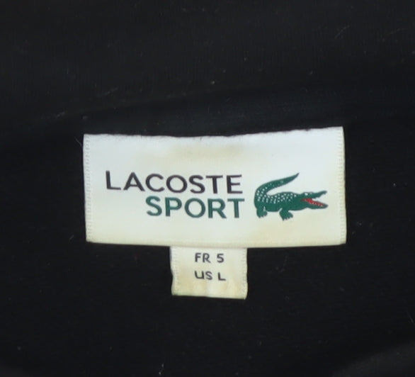 Lacoste Sport Men's Black L Full Zip Hoodie Logo Cotton Blend