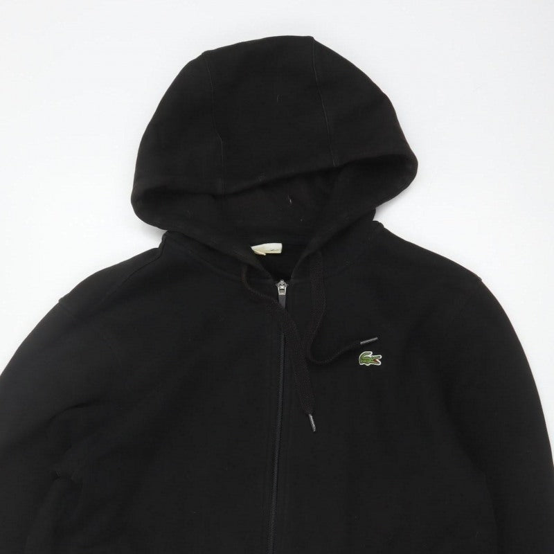 Lacoste Sport Men's Black L Full Zip Hoodie Logo Cotton Blend