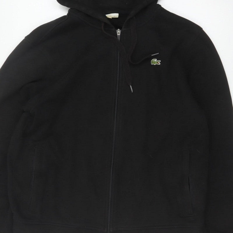 Lacoste Sport Men's Black L Full Zip Hoodie Logo Cotton Blend