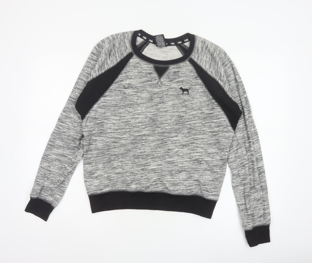 PINK Victoria's Secret Women Grey S Raglan Jersey Sweatshirt Top