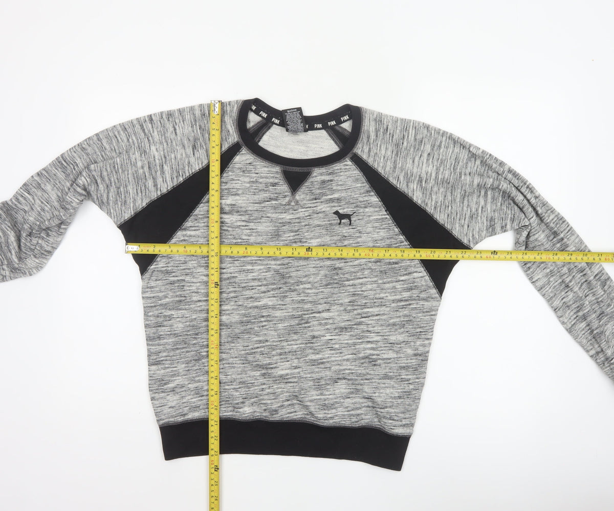 PINK Victoria's Secret Women Grey S Raglan Jersey Sweatshirt Top