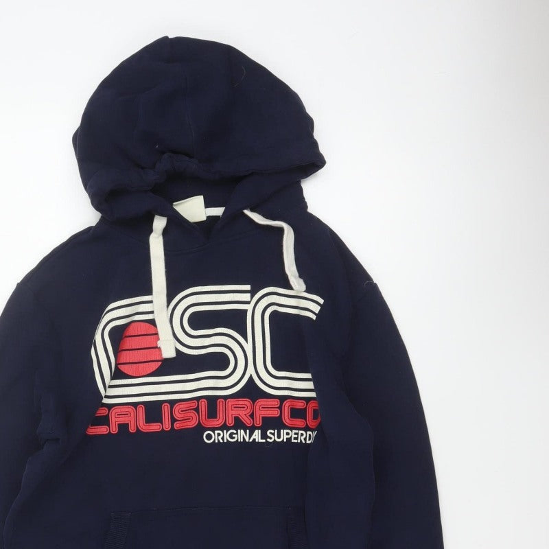 Superdry Men’s Blue S Pullover Hoodie Logo Graphic Fleece
