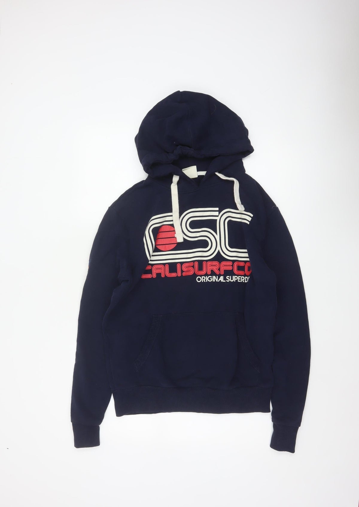 Superdry Men’s Blue S Pullover Hoodie Logo Graphic Fleece
