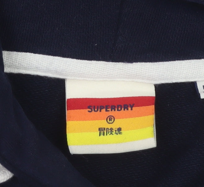 Superdry Men’s Blue S Pullover Hoodie Logo Graphic Fleece