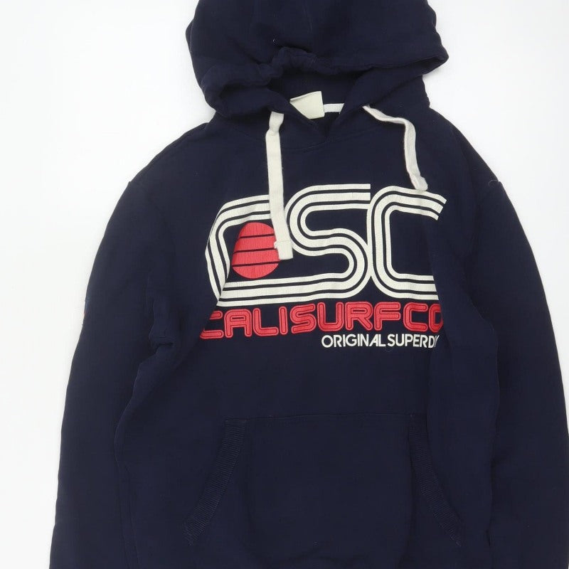 Superdry Men’s Blue S Pullover Hoodie Logo Graphic Fleece