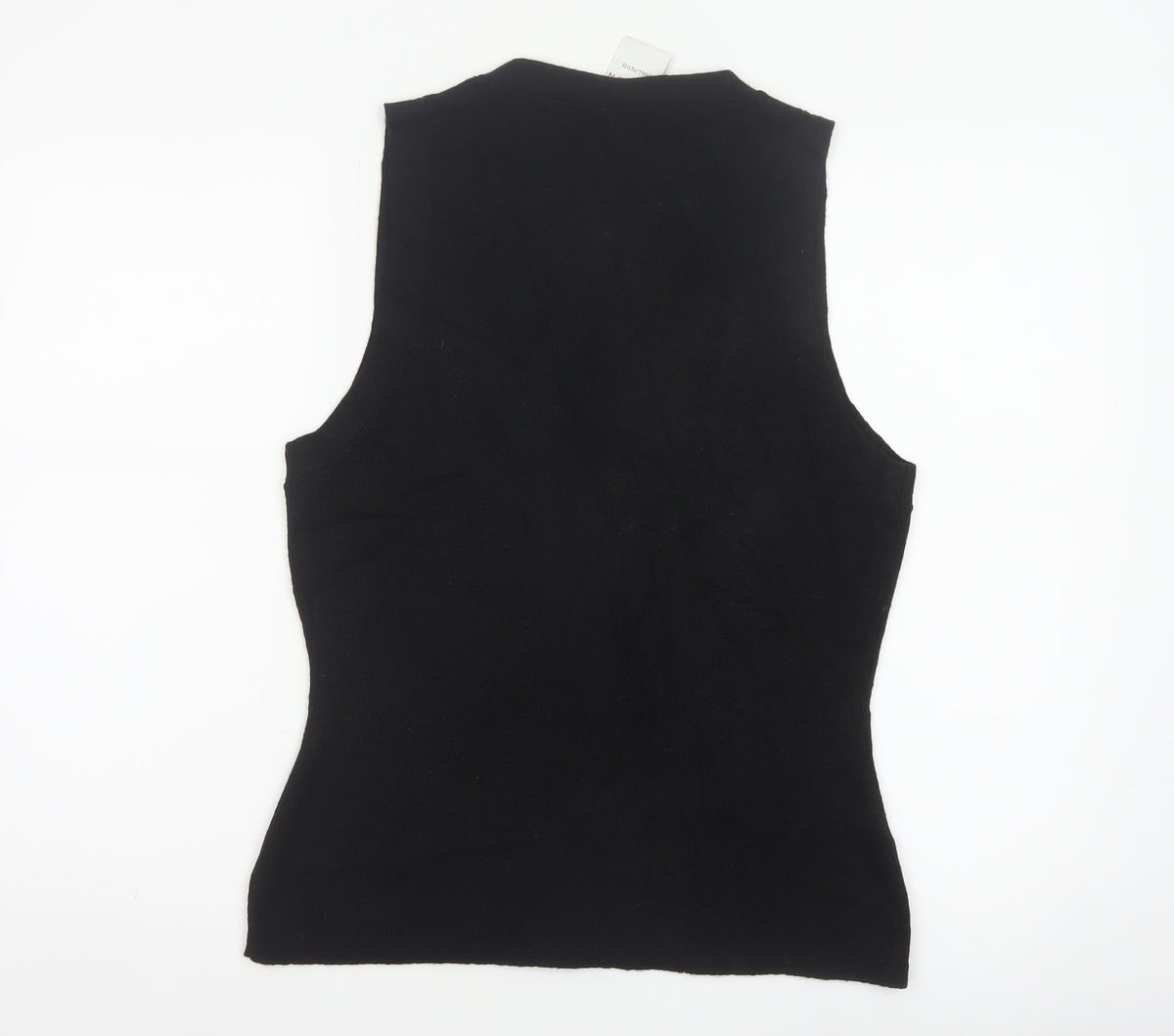 Alexon Women Black S Petite Wool Blend Floral Knit Button Vest