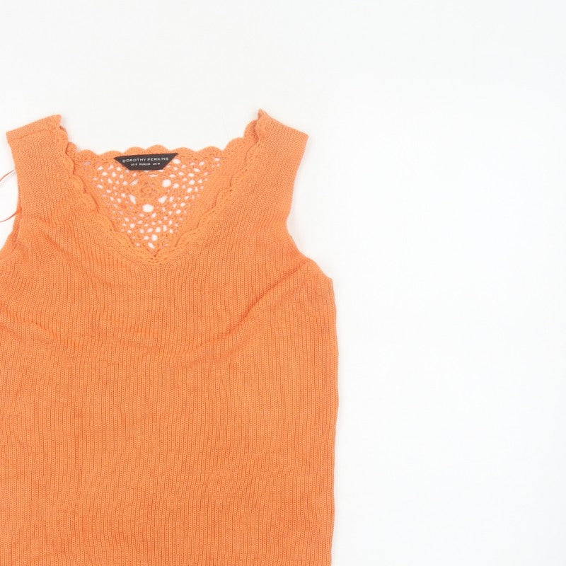 Dorothy Perkins Women Orange UK 10 Crochet Knit Camisole Tank Top
