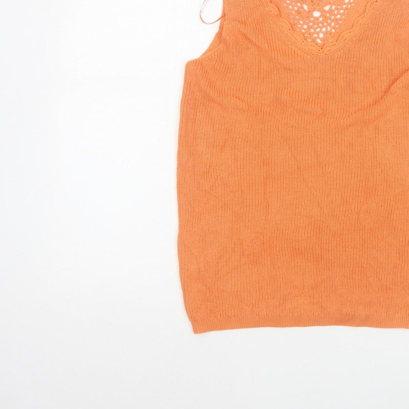 Dorothy Perkins Women Orange UK 10 Crochet Knit Camisole Tank Top