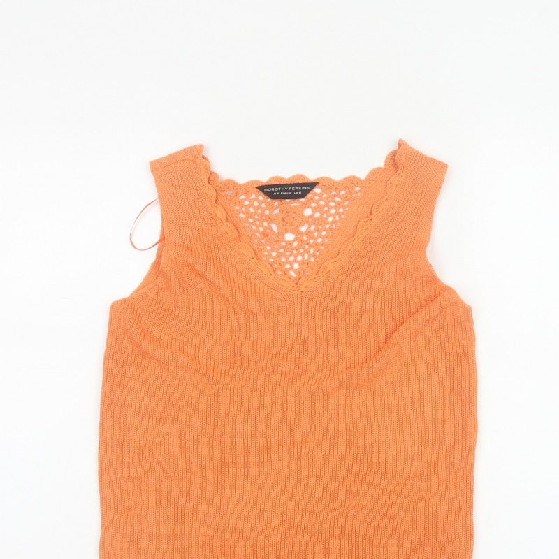 Dorothy Perkins Women Orange UK 10 Crochet Knit Camisole Tank Top