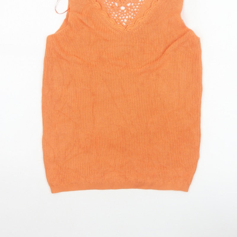 Dorothy Perkins Women Orange UK 10 Crochet Knit Camisole Tank Top