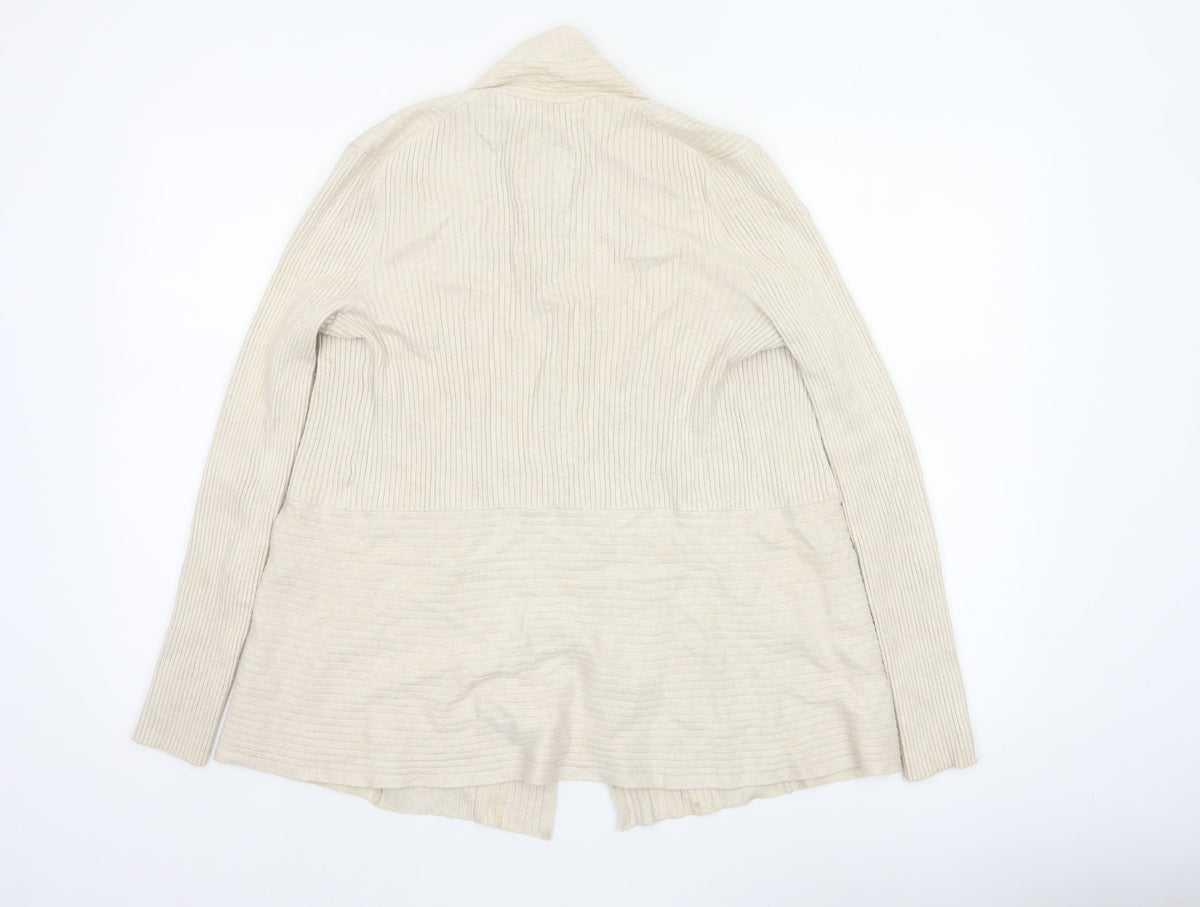 John Lewis Women Ivory Size 12 Open Cowl Neck Ribbed Cardigan