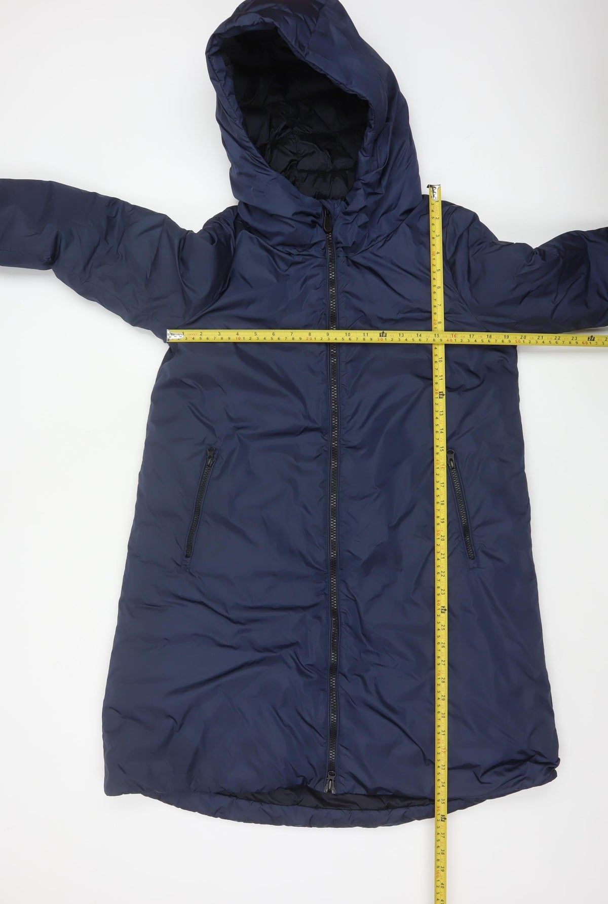 Save The Duck Women Blue M Long Hooded Puffer Coat