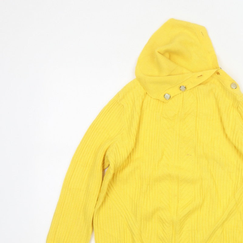 Marks and Spencer Women Yellow Cable Knit Cowl Neck Jumper UK 12