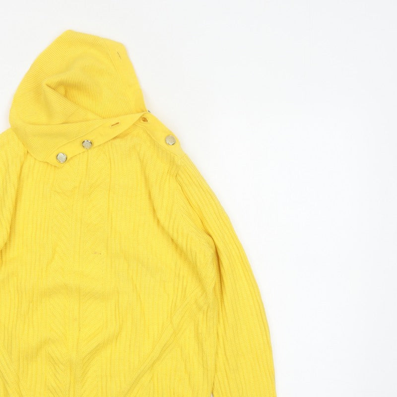 Marks and Spencer Women Yellow Cable Knit Cowl Neck Jumper UK 12