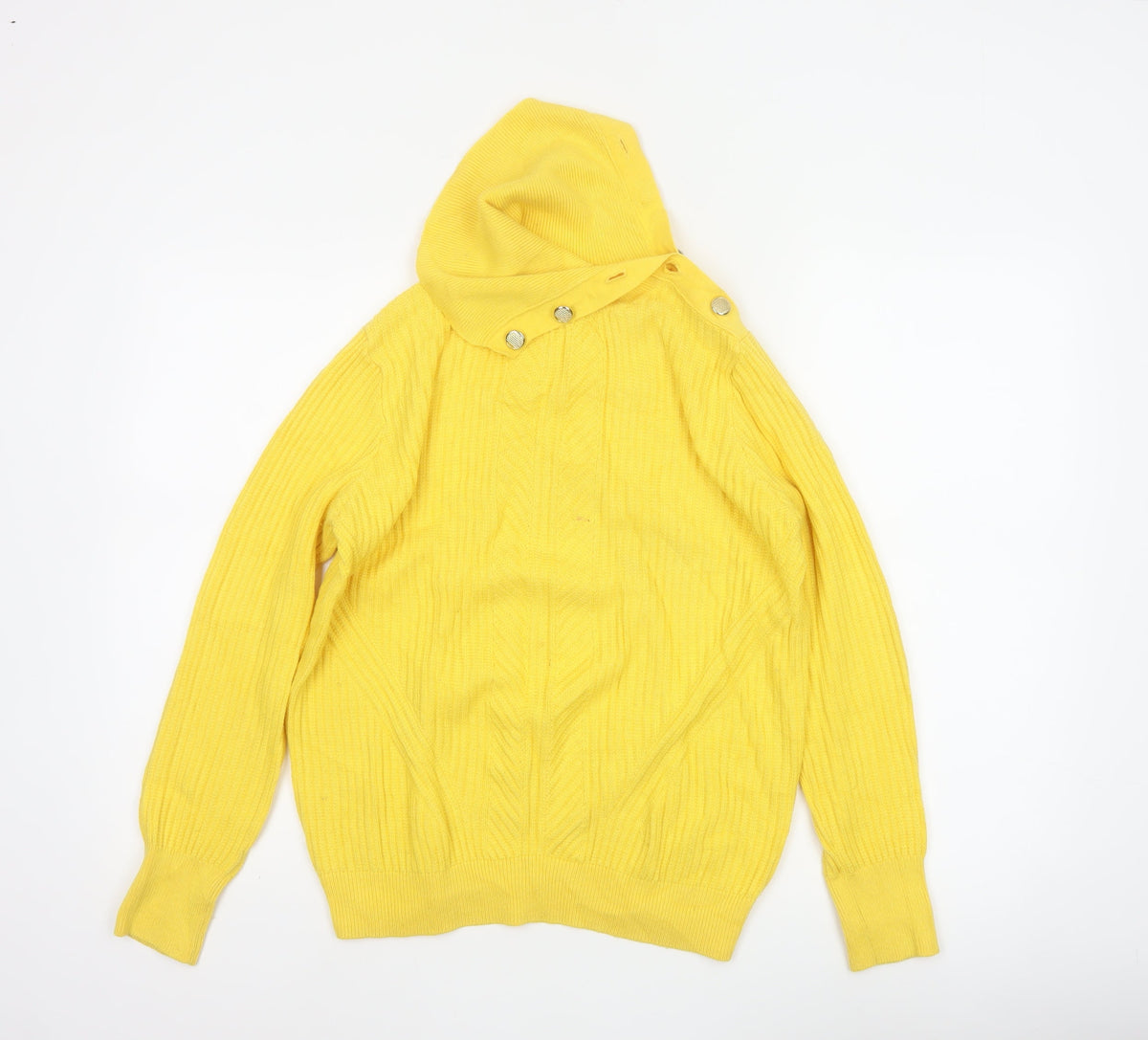 Marks and Spencer Women Yellow Cable Knit Cowl Neck Jumper UK 12