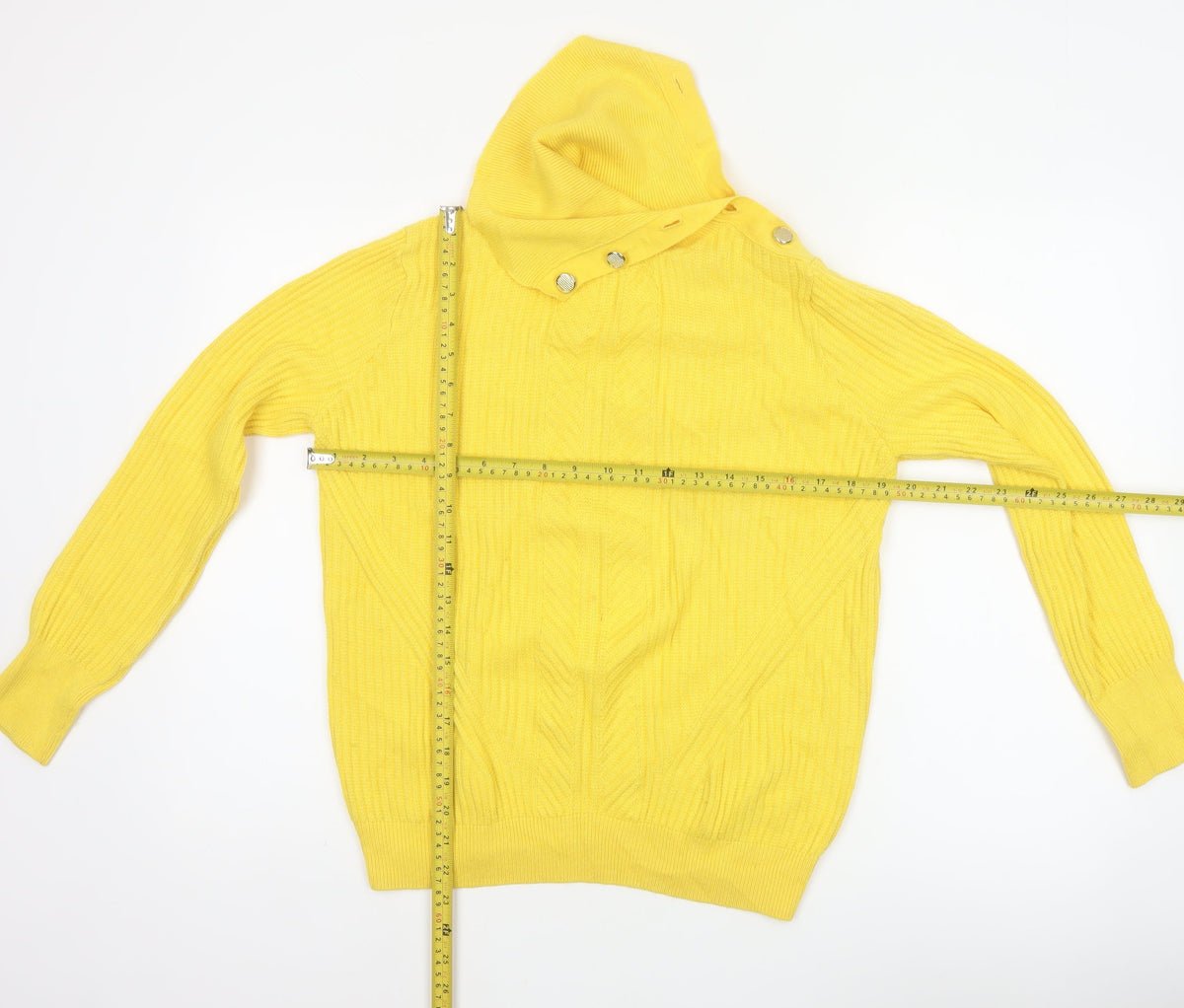 Marks and Spencer Women Yellow Cable Knit Cowl Neck Jumper UK 12