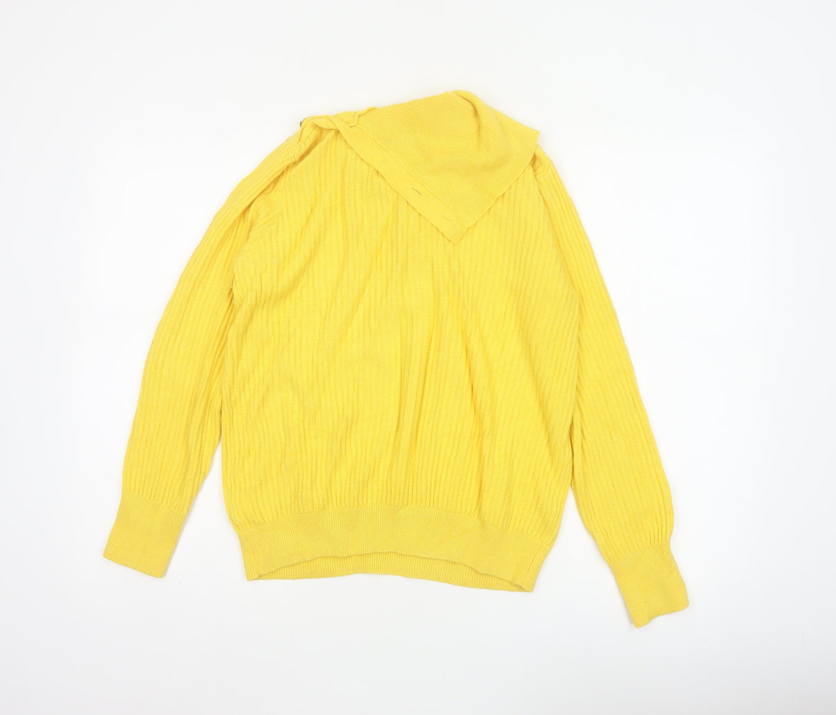 Marks and Spencer Women Yellow Cable Knit Cowl Neck Jumper UK 12