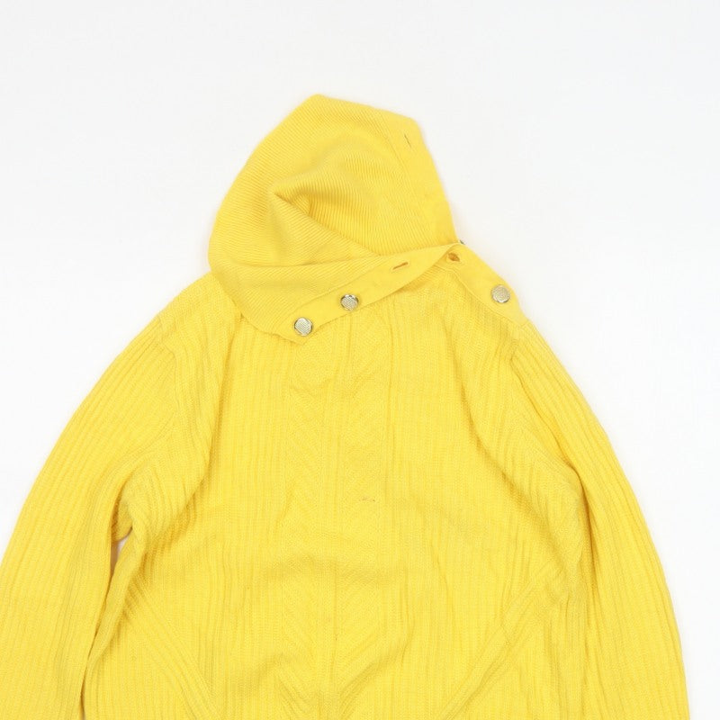 Marks and Spencer Women Yellow Cable Knit Cowl Neck Jumper UK 12