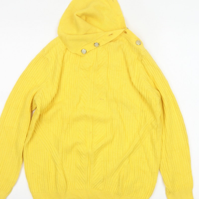 Marks and Spencer Women Yellow Cable Knit Cowl Neck Jumper UK 12