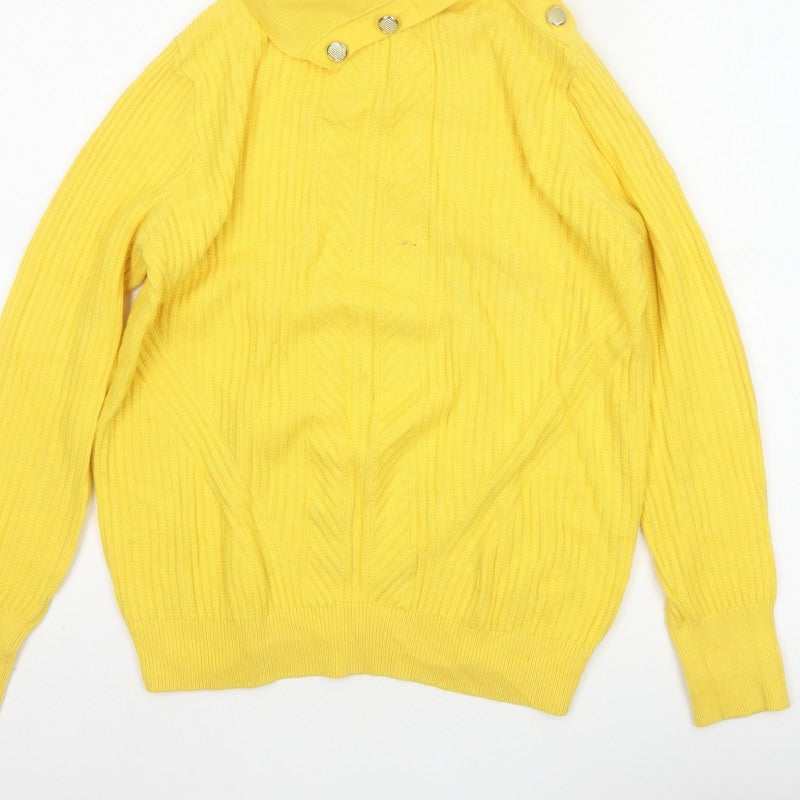 Marks and Spencer Women Yellow Cable Knit Cowl Neck Jumper UK 12