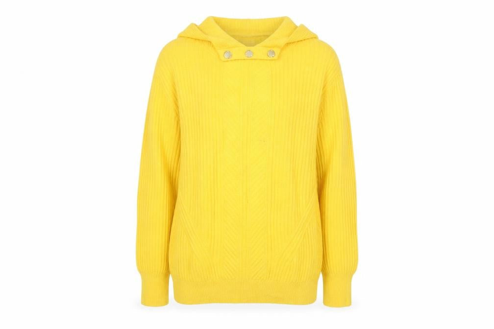 Marks and Spencer Women Yellow Cable Knit Cowl Neck Jumper UK 12