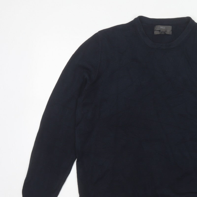 Marks and Spencer Men Blue L Cashmilon Crew Neck Pullover Jumper