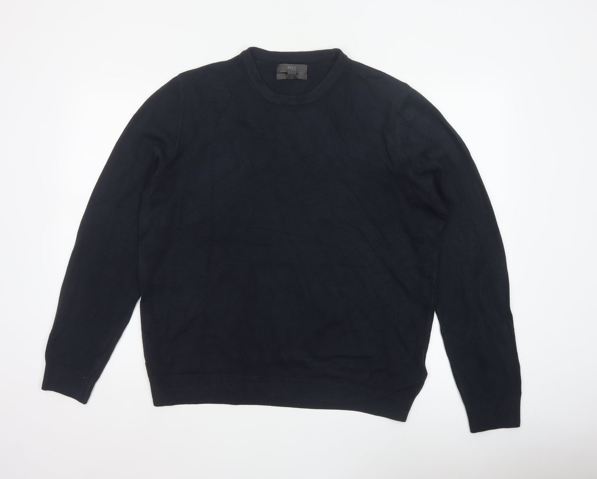 Marks and Spencer Men Blue L Cashmilon Crew Neck Pullover Jumper