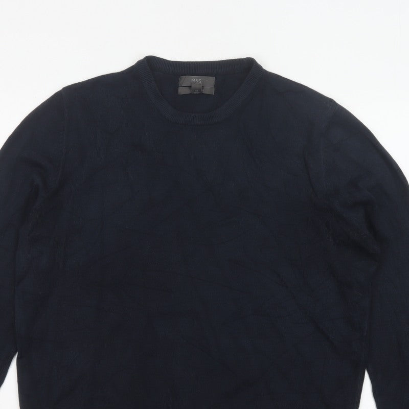 Marks and Spencer Men Blue L Cashmilon Crew Neck Pullover Jumper
