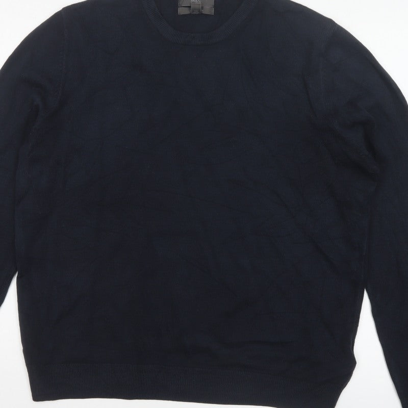 Marks and Spencer Men Blue L Cashmilon Crew Neck Pullover Jumper