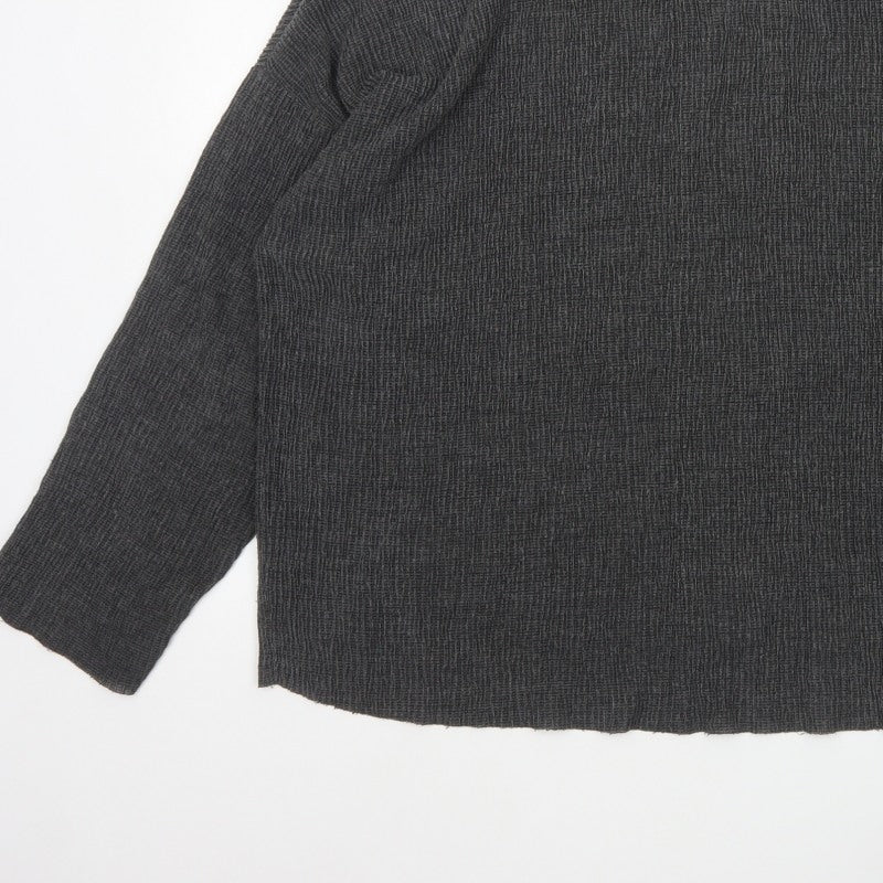 Zara Trafaluc Women’s Grey L Textured Knit Crew Neck 3/4 Sleeve Top