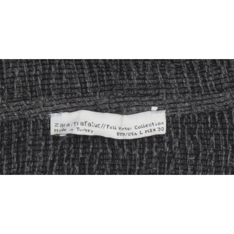 Zara Trafaluc Women’s Grey L Textured Knit Crew Neck 3/4 Sleeve Top