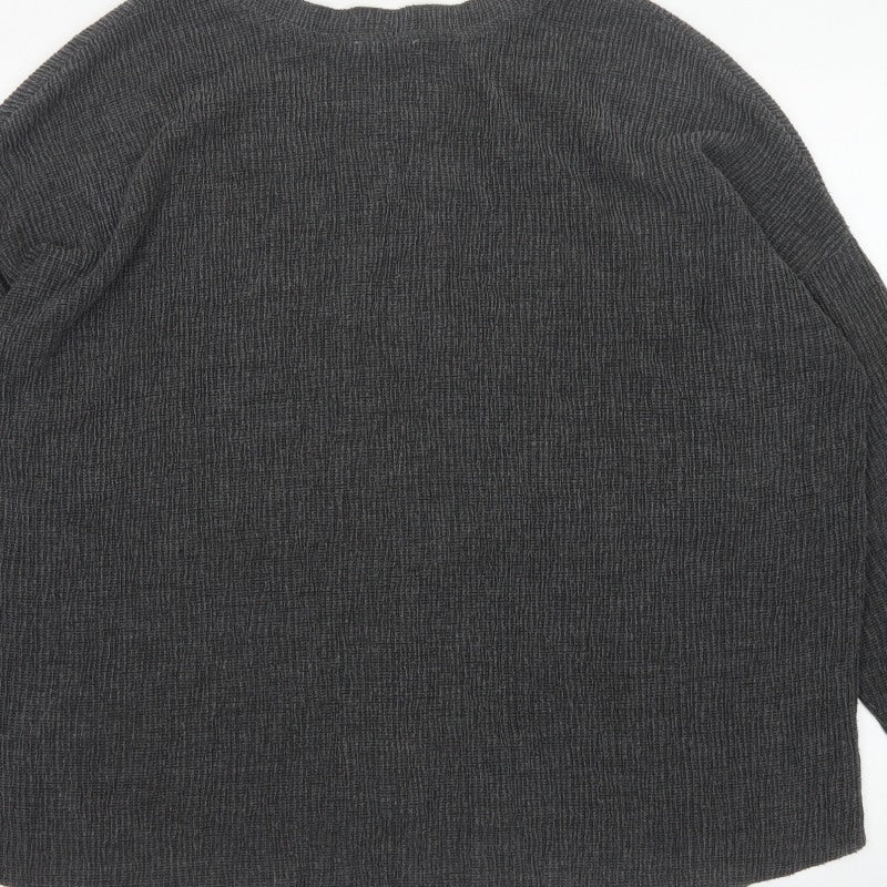 Zara Trafaluc Women’s Grey L Textured Knit Crew Neck 3/4 Sleeve Top