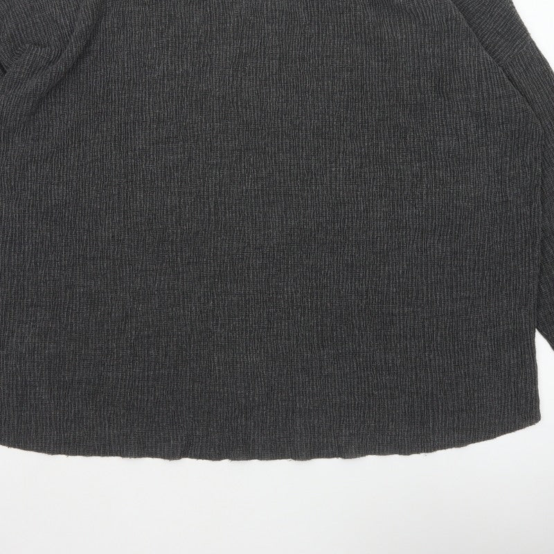 Zara Trafaluc Women’s Grey L Textured Knit Crew Neck 3/4 Sleeve Top
