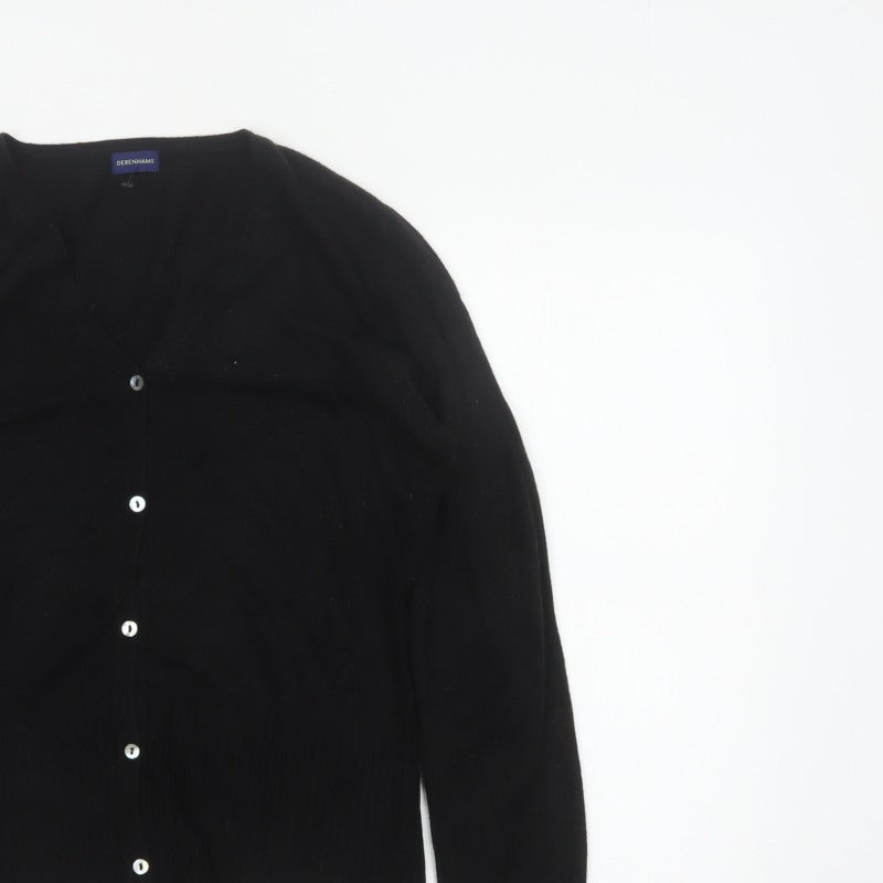 Debenhams Women Black Size 16 V-Neck Button Knit Cardigan