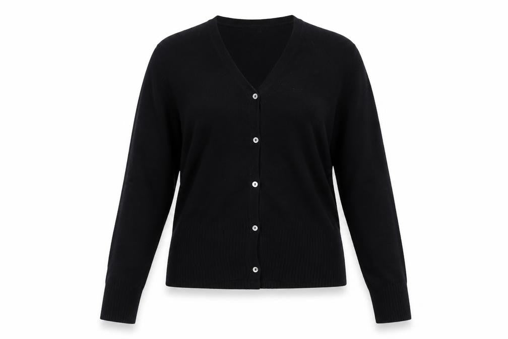 Debenhams Women Black Size 16 V-Neck Button Knit Cardigan