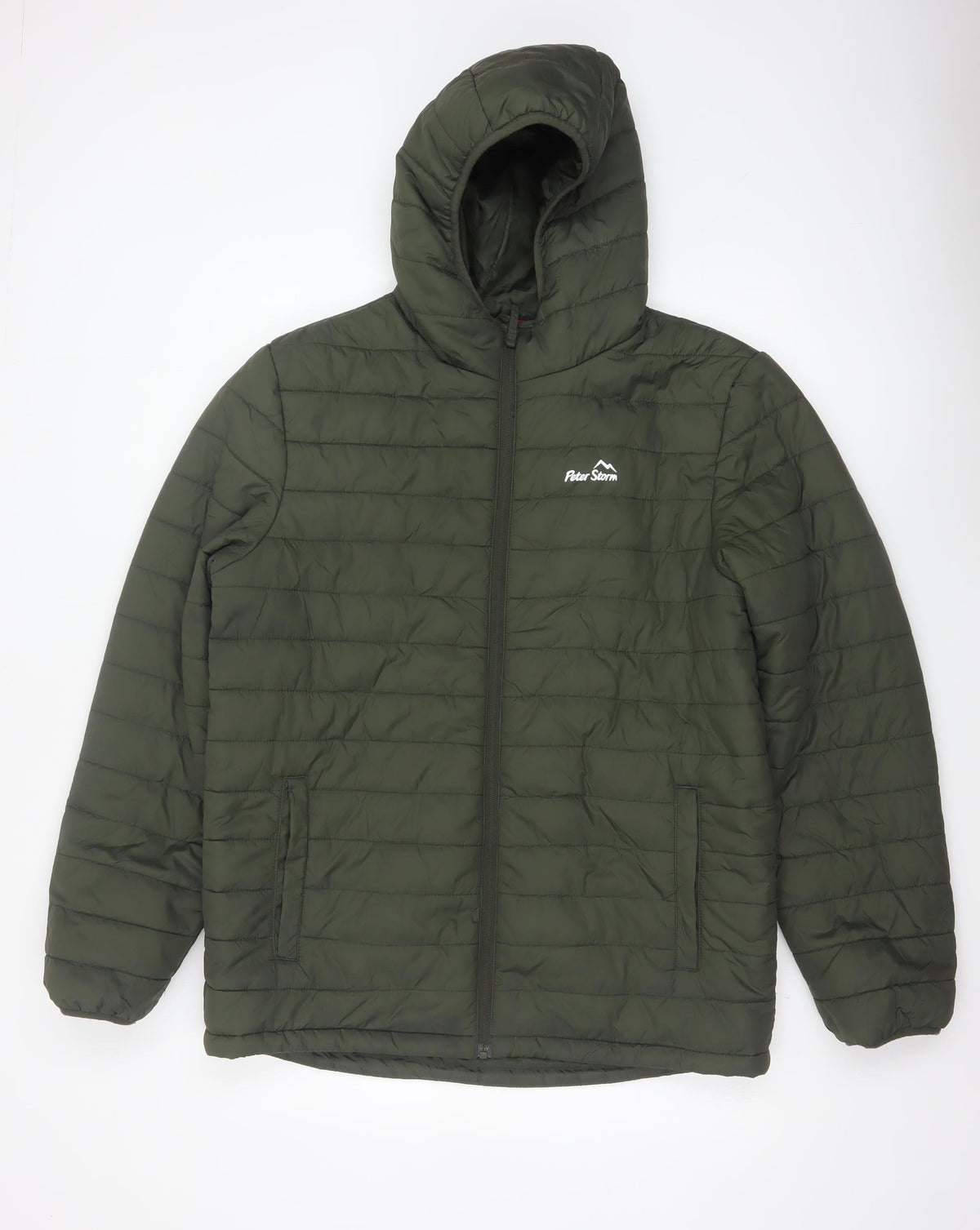 Peter Storm Men's Green M Hooded Quilted Puffer Jacket Full Zip
