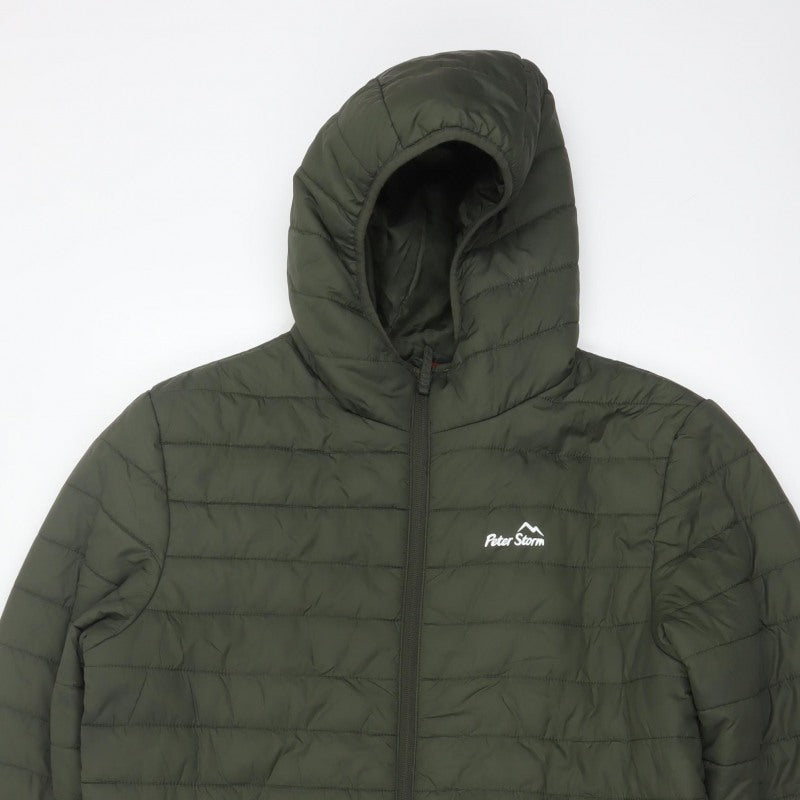 Peter Storm Men's Green M Hooded Quilted Puffer Jacket Full Zip