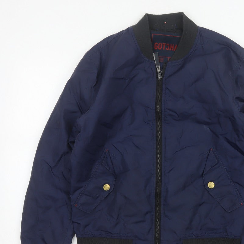 Gotcha Men’s Blue Small Nylon Insulated Bomber Jacket Full Zip