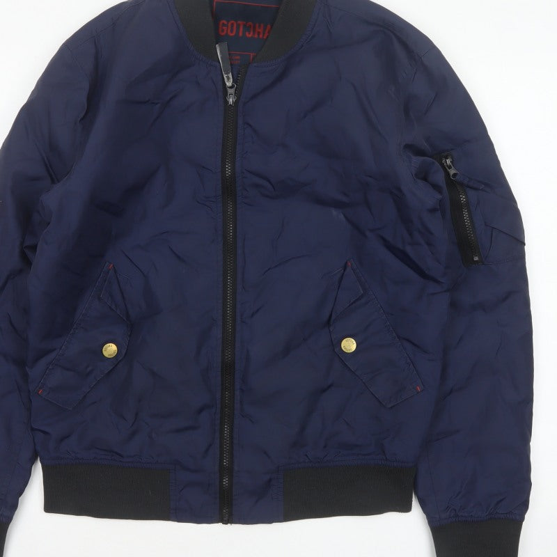 Gotcha Men’s Blue Small Nylon Insulated Bomber Jacket Full Zip
