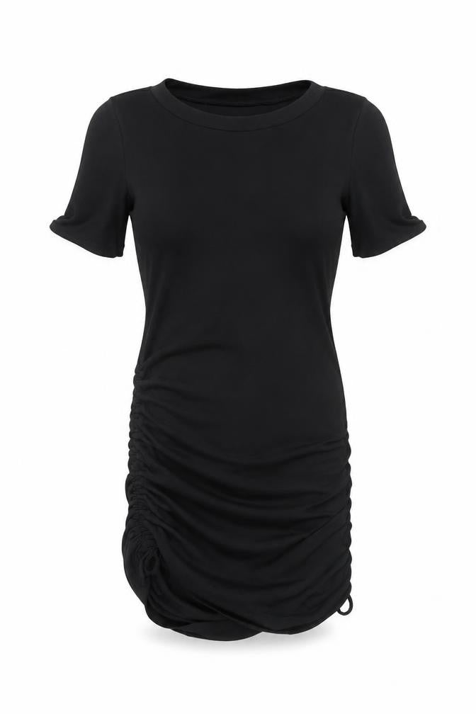 Divided H&M Women Black S Ruched Bodycon Mini Dress Puff Sleeve