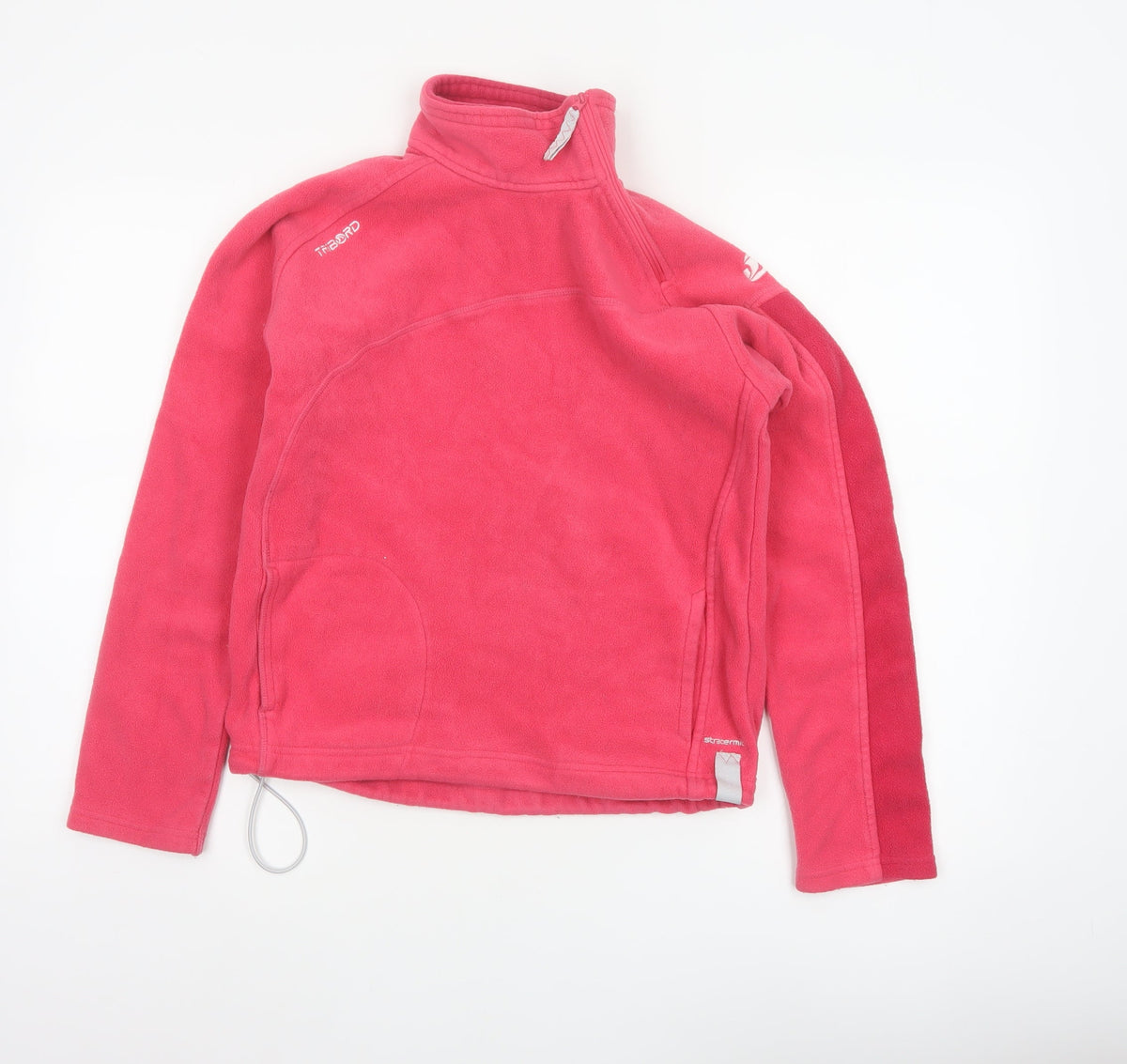 Back view of Tribord girls’ pink 14 years pullover 1/4 zip fleece sweatshirt