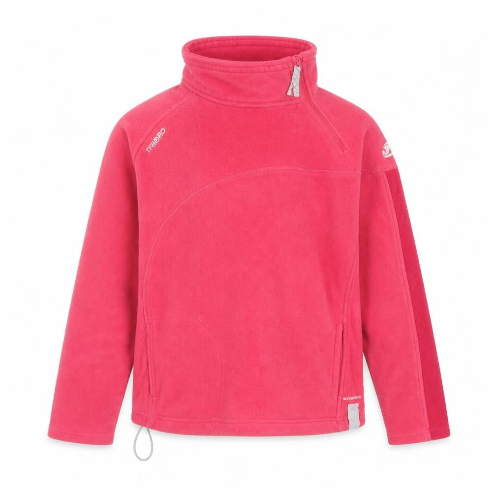 Front view of Tribord girls’ pink 14 years pullover 1/4 zip fleece sweatshirt