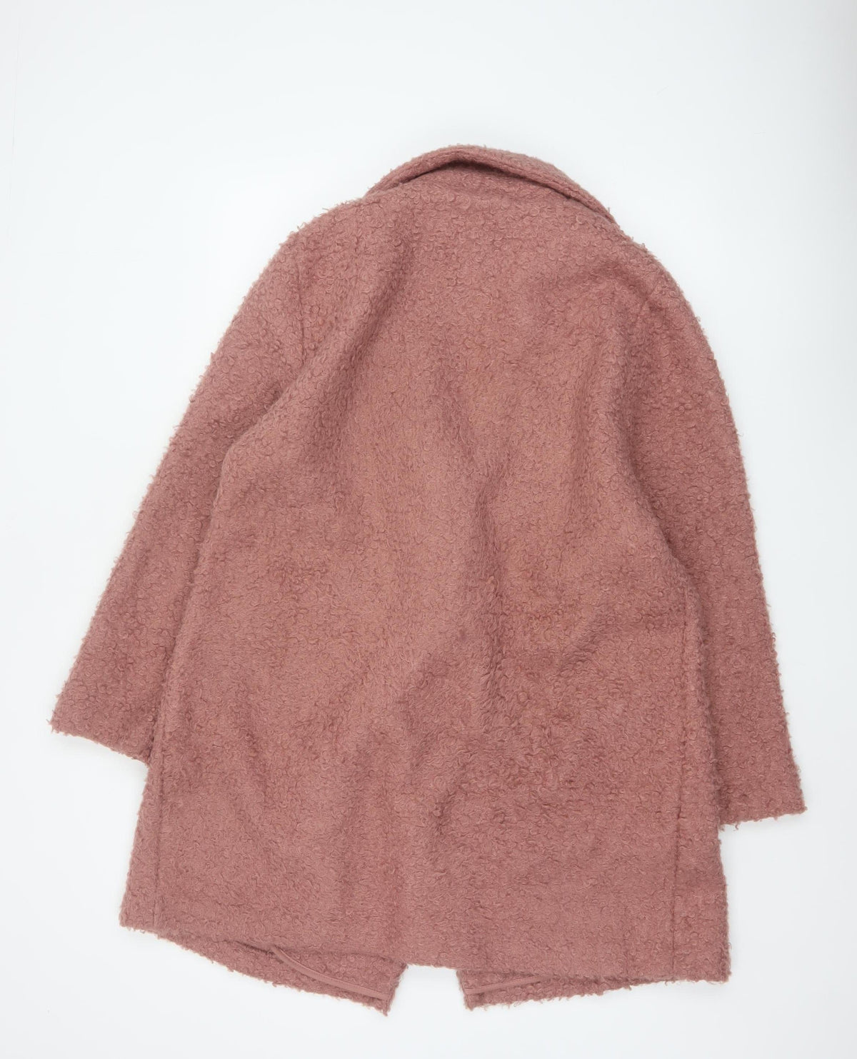 TP Women Pink UK 14 Teddy Fleece Pea Coat Buttoned Mid-Length