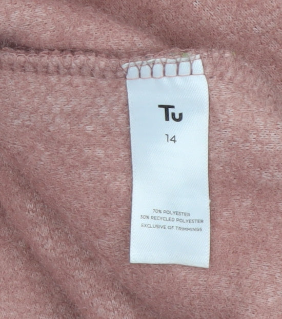 TP Women Pink UK 14 Teddy Fleece Pea Coat Buttoned Mid-Length